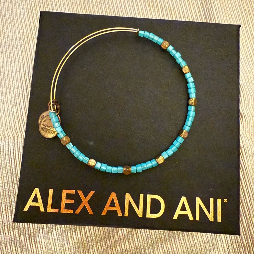 ⭐️ Alex and Ani: Teal and Brass Beaded Bracelet
